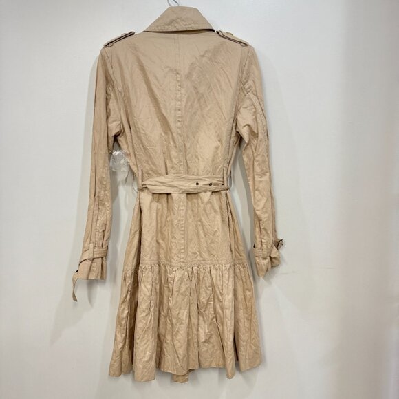 Population of Many Long Sleeve Button Front Collar Belt Coat Tan - Picture 9 of 11